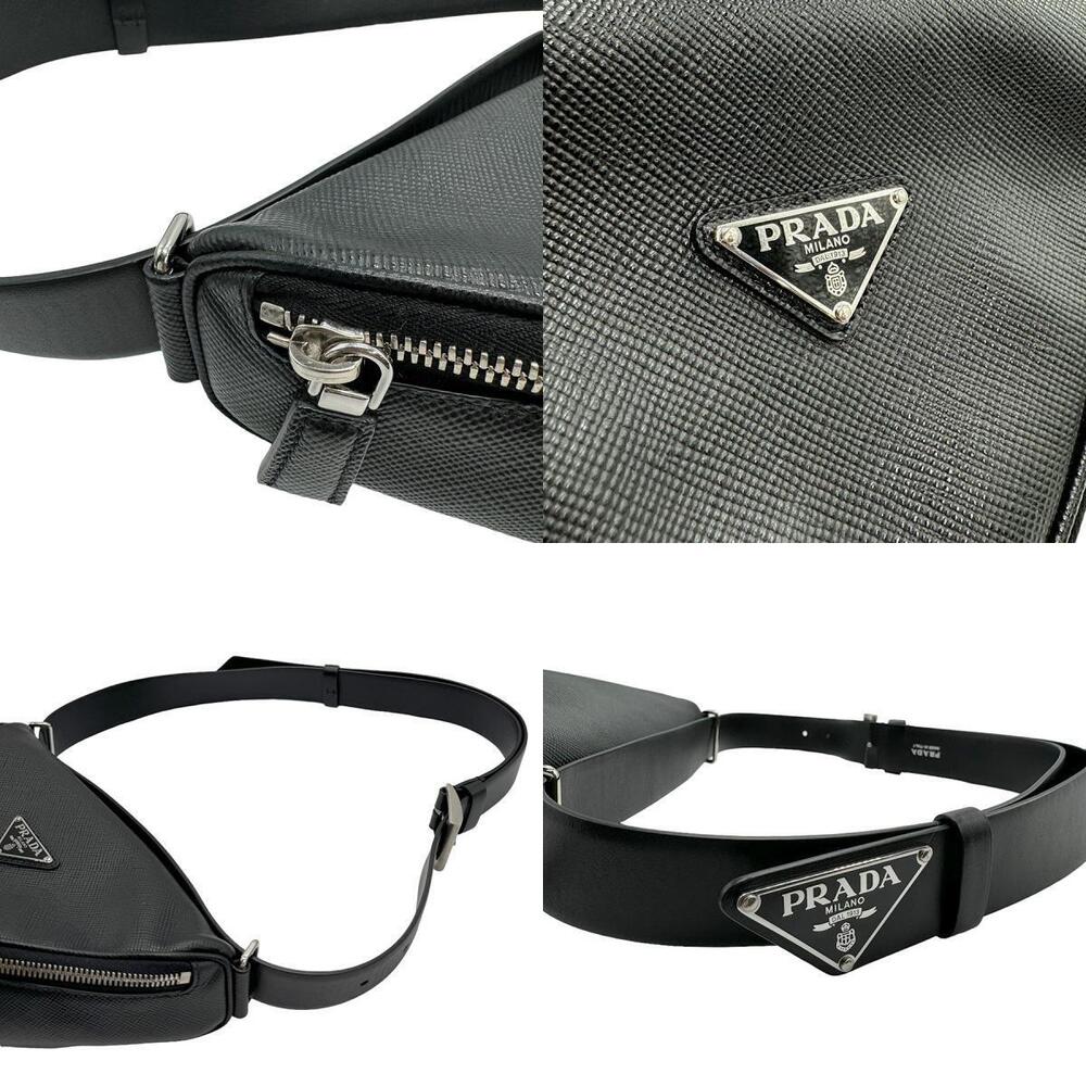 Prada shoulder body bag black silver leather - Picture 4 of 4
